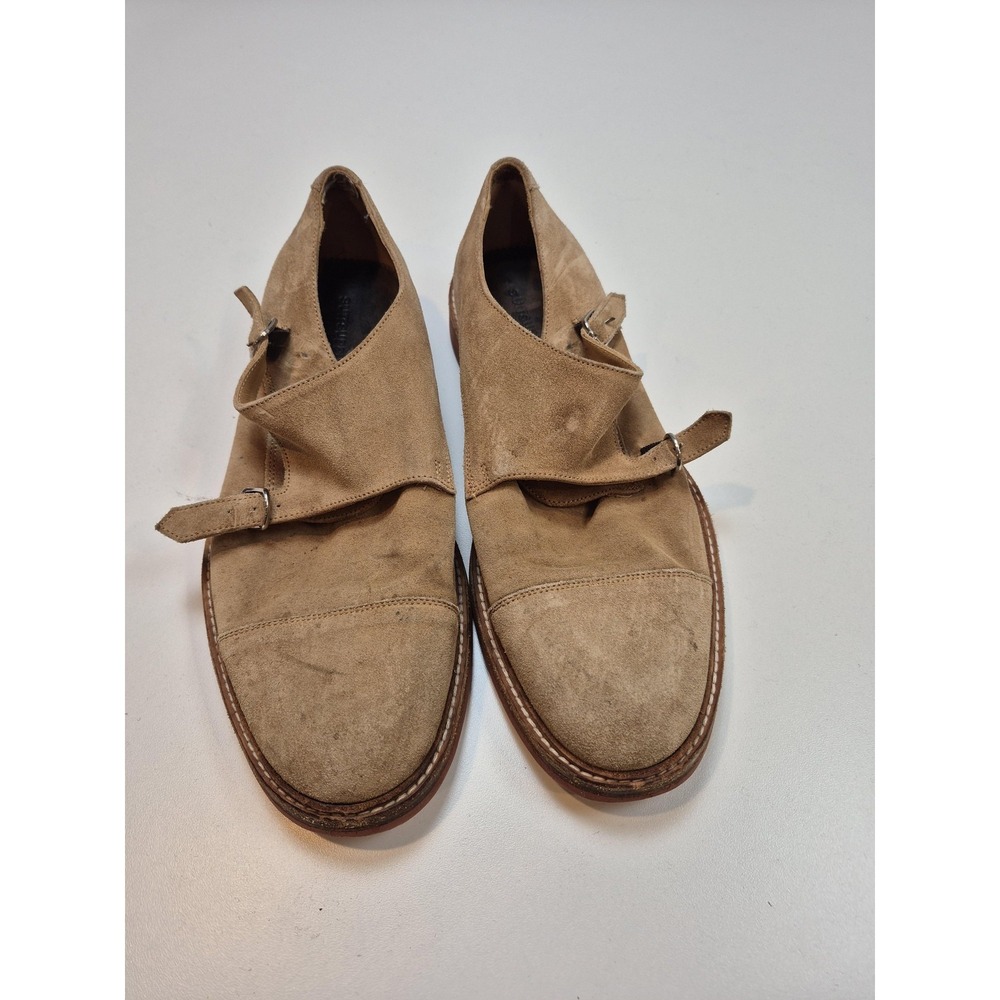 Suitsupply Shoes Mens Size 8 Beige Suede Double Monk Strap Cap Toe Dress